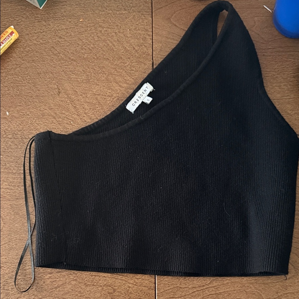 Crescent Black One-Shoulder Camisole